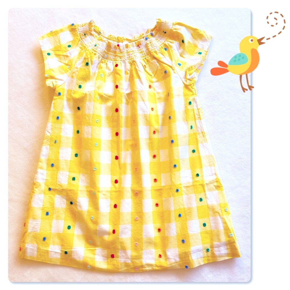 NEW Hanna Andersson Yellow White Gingham Dress Size 100/US 4